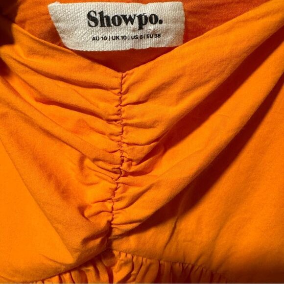 Revolve Showpo. Vashti Tangerine Orange Puff Sleeve Empire Sweetheart Mini Dress - Picture 8 of 8